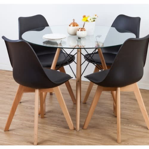 German Sobuy Glass Table With Four Chairs