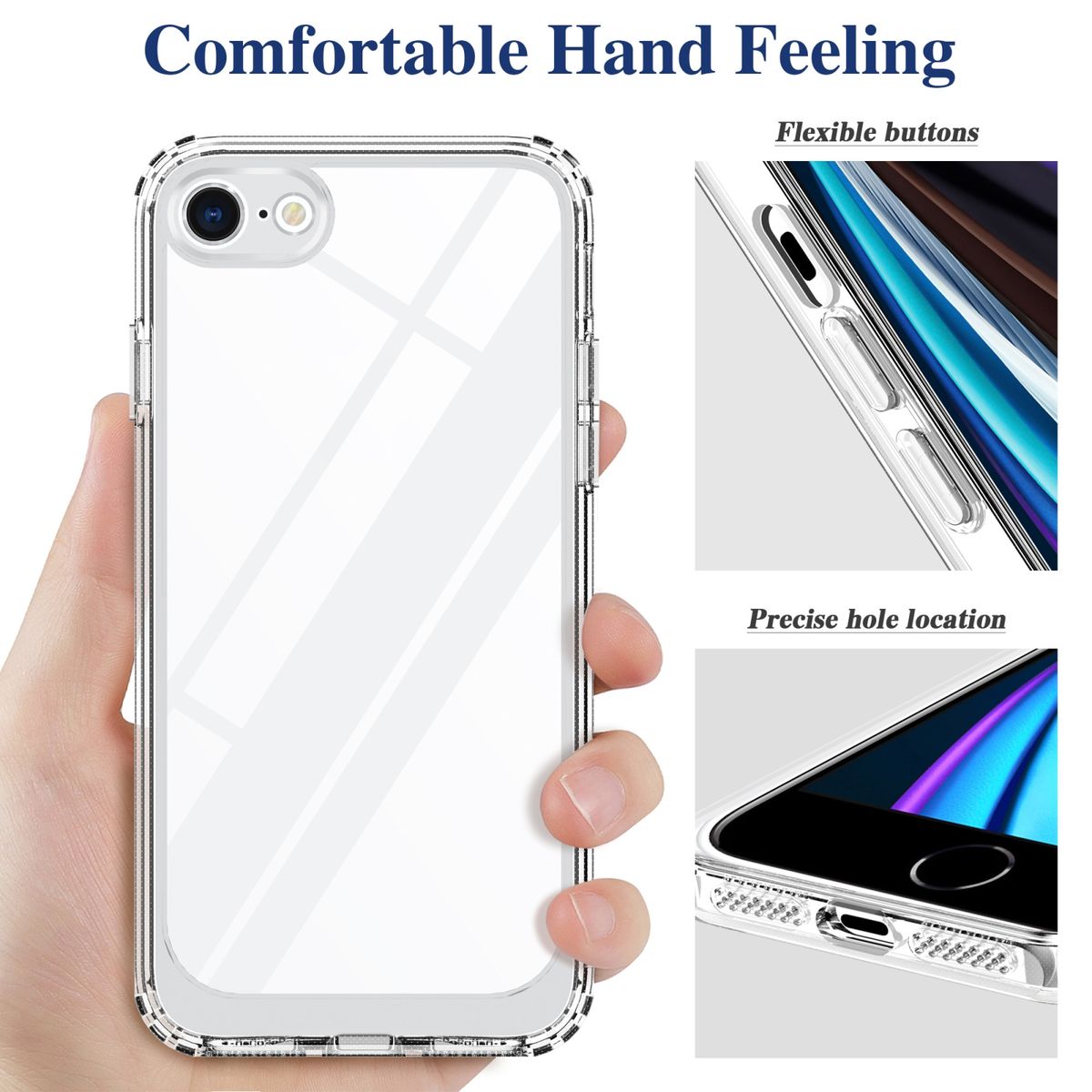 For IPhone SE 2022 / SE 2020 / 8 / 7 Crystal Clear Shockproof PC + TPU Protective Case(Transparent)
