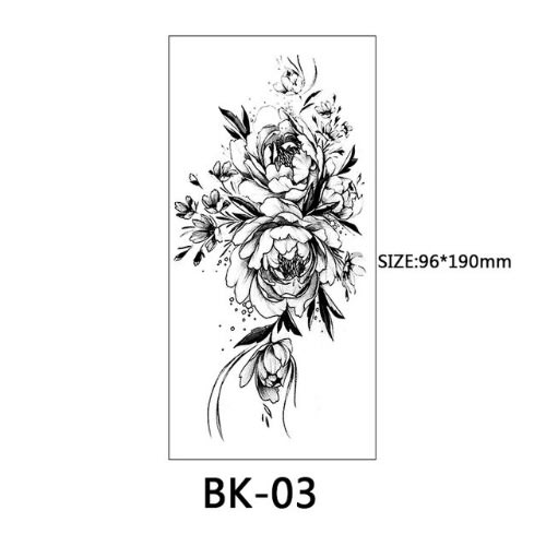 Temporary Flower Tattoos - Bk03 - Black