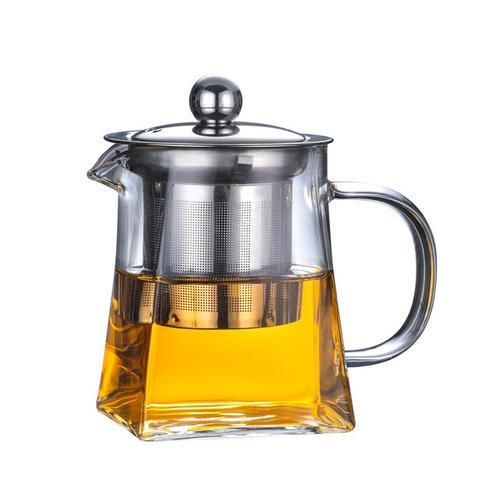 Heatresistant Glass Square Teapot Stainless Steel Filter Scented Tea High Temperature Resistant Thickened Black Tea Green Teapot