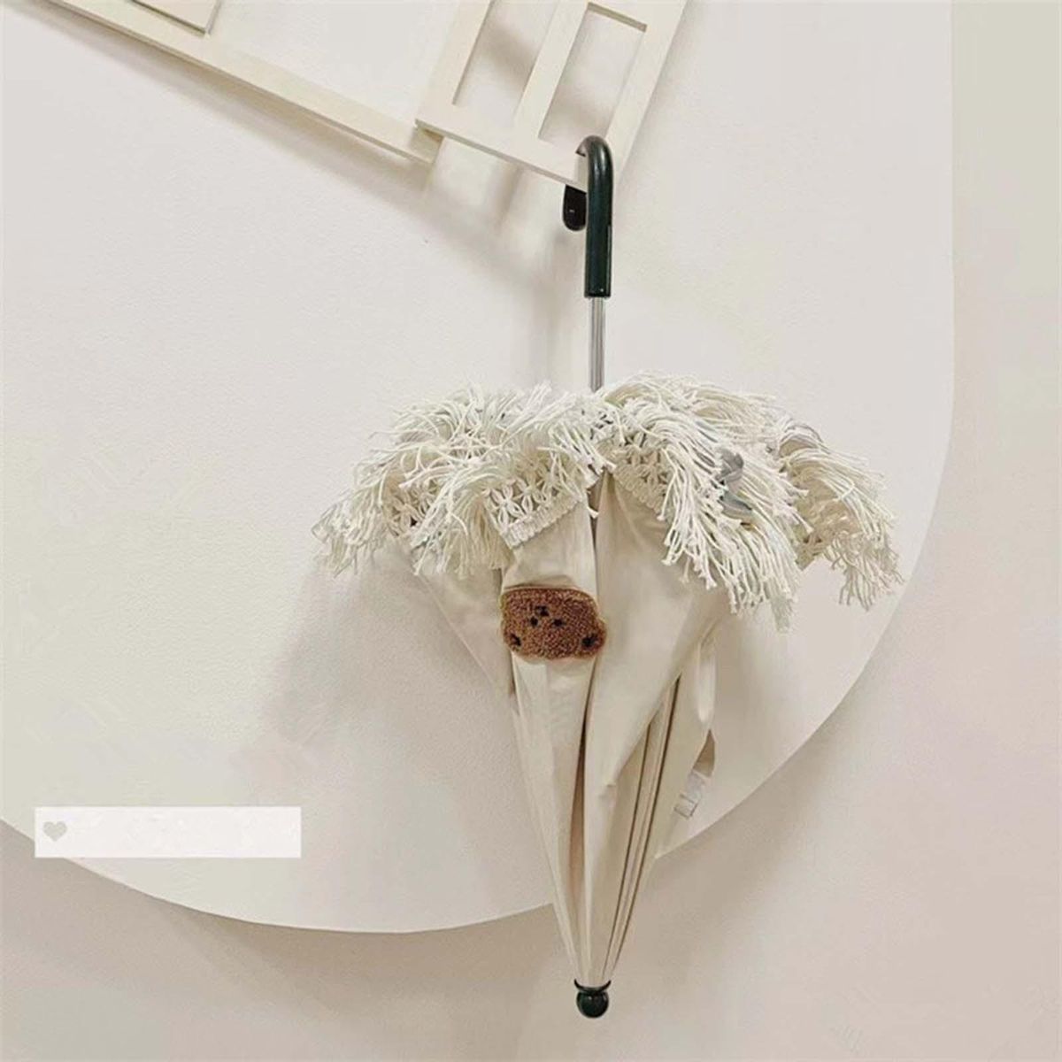 Kids Umbrella With Tassel Baby Parasol For Photography Bear Applique