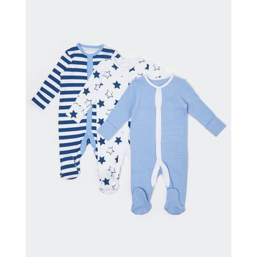 Star Organic Cotton Sleepsuits  - Pack Of 3