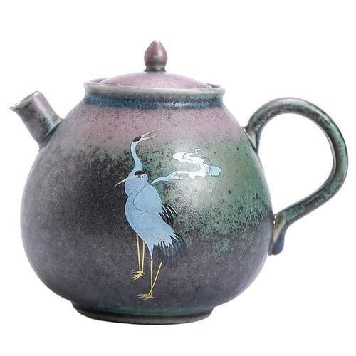 Ceramic Tea Pot Kettle Jingdezhen Handmade Retro Chinese Teapot Stoneware Kiln Changing Color Kung Fu Tea Set