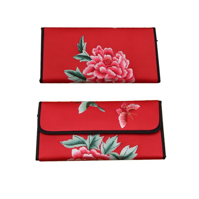 Shu Embroidery Production Red Wallet Embroidered By Hand Intangible Cultural Heritage, Chinese Traditional Folk Handicrafts