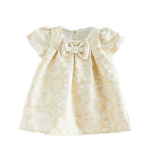 Floral Jacquard Dress - 6-9 Months - Gold