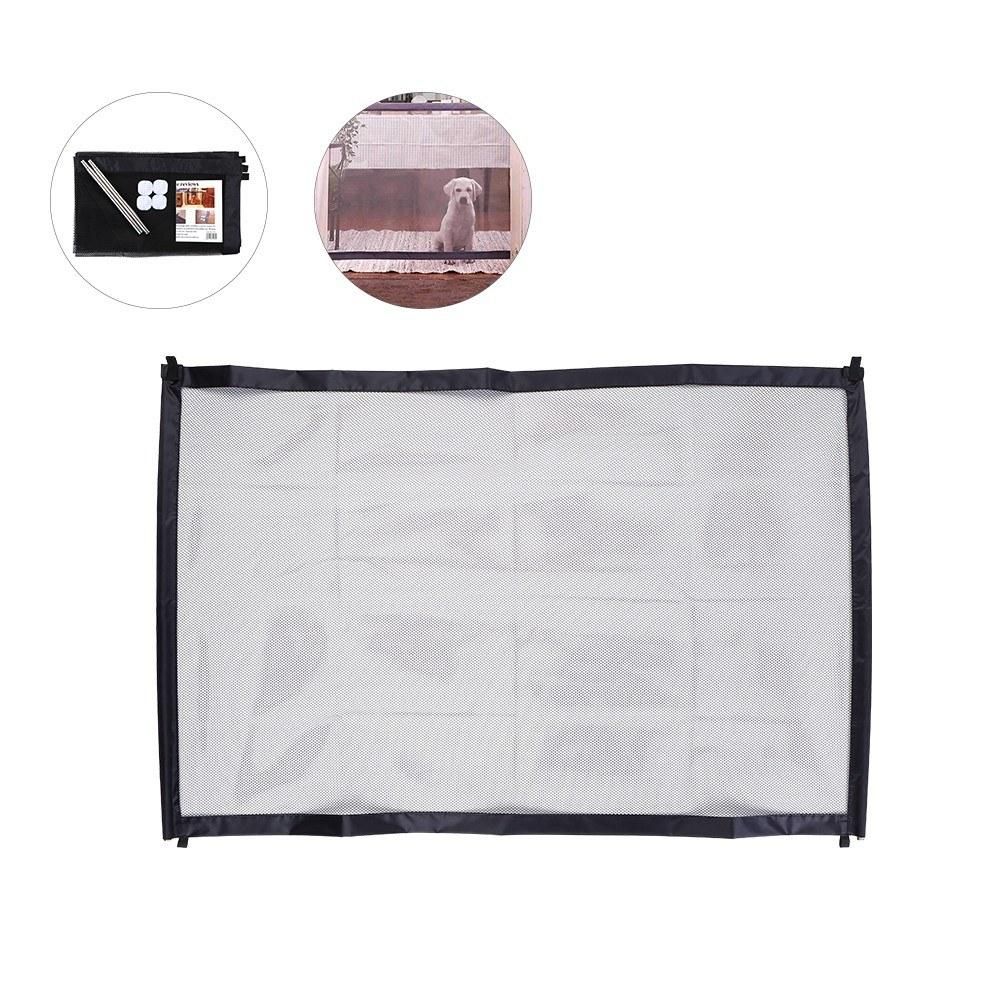 Magic Gate for Dog Portable Folding Net Gate Dogs Net Barrier Fence Safety Guard for Pets for Home Travel Black 110cm