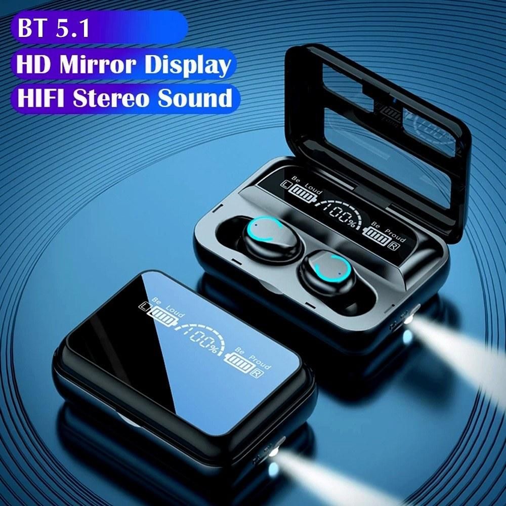 R12 Wireless Earphones BT5.1 In-ear Earbuds with LED Digital Display/CVC8.0 Noise Reduction/IPX7 Waterproof/Touch-Control Sports Ergonomic Headphones Compatible with iOS Android Windows