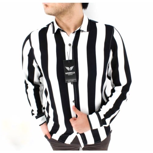 Men's Turkey Vintage Long-sleeved Shirt - White/ Black