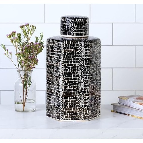 Mikasa Blue Crackle Ceramic Canister