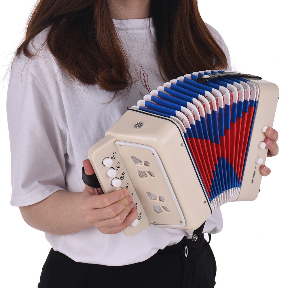 Mini 10-Button Kids Accordion Toy Supports Bass Chords 14