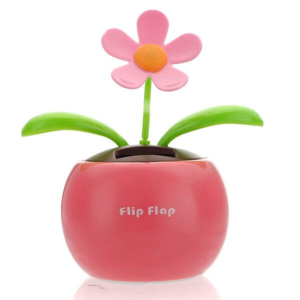 Flip Flap Solar Powered Flower Flowerpot Swing Car Dancing Toy Gift Home Pink Pink