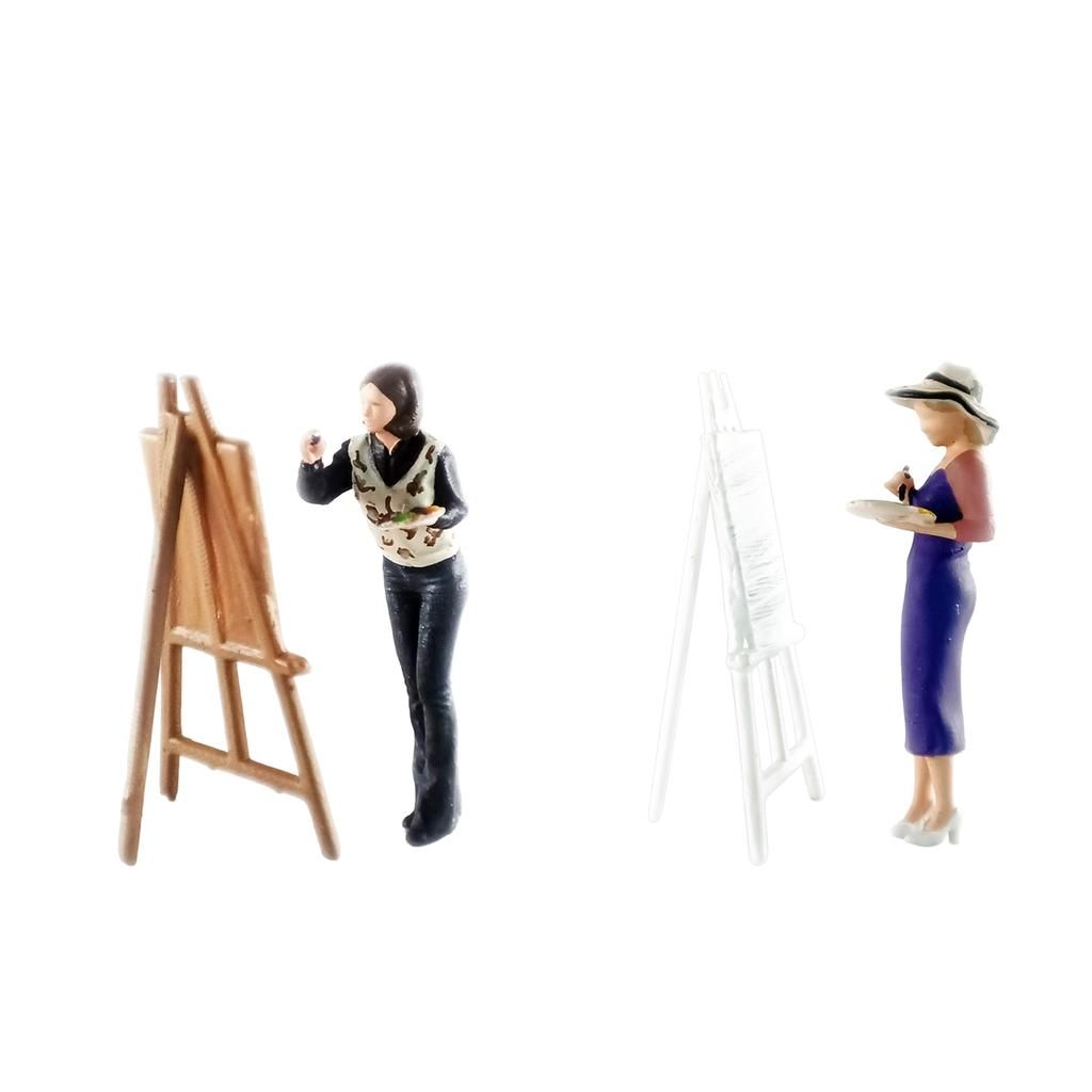 2Pcs Simulation Miniature People Model Painter 1/64 Doll For Reading