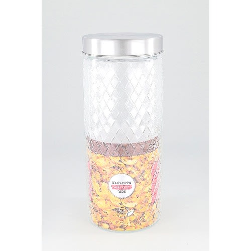 Embossed Glass 2 Liters Canister - Transparent