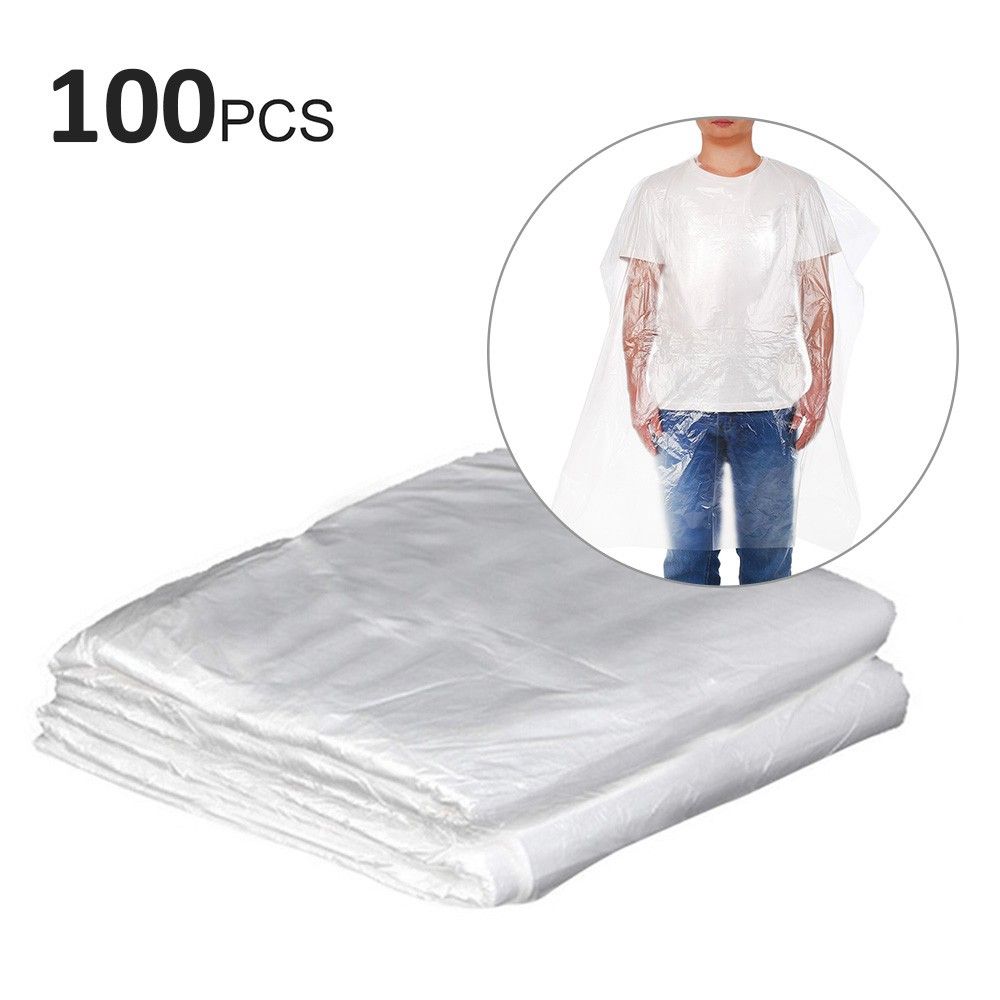 100 Pcs Disposable Aprons Disposable Hair Cutting Cape