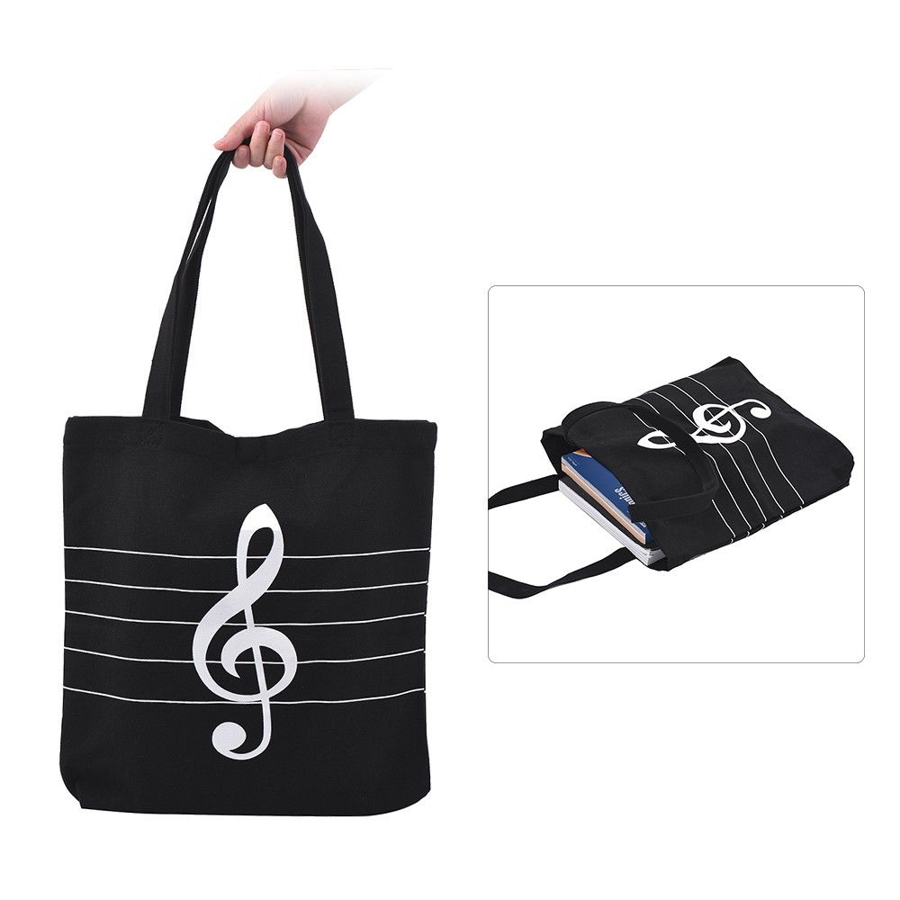 Washable Canvas Handbag Music Tote Shoulder Grocery Shopping
