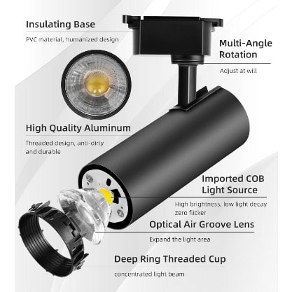Led Track Light - Black - 20W