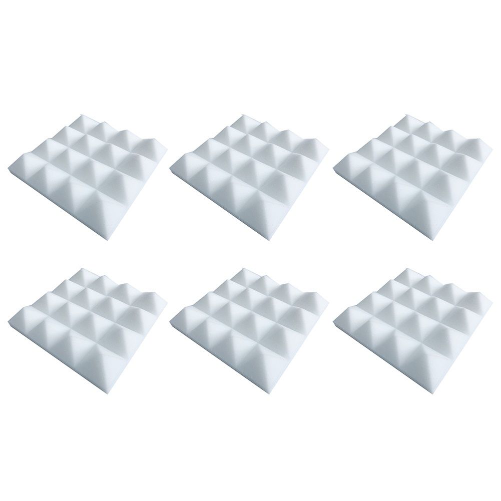 6Pcs 25x25x5cm Pyramid Studio Acoustic Panel Tile-White