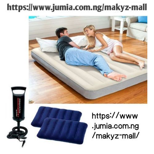 2-3 Inflatable Person Classic Downy Airbed With Pump + Two Pillows 54'' X 75'' X 10'' (1.37m X 1.91m X 25 Cm)W X L X H