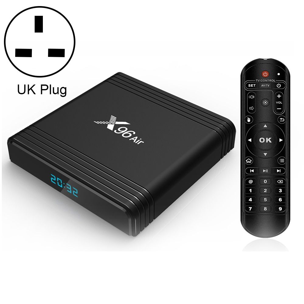 X96 Air 4K Smart TV BOX Android 9.0 Media Player Wtih Remote Control, Quad-core Amlogic S905X3, RAM: 2GB, ROM: 16GB, Dual Band WiFi, UK Plug