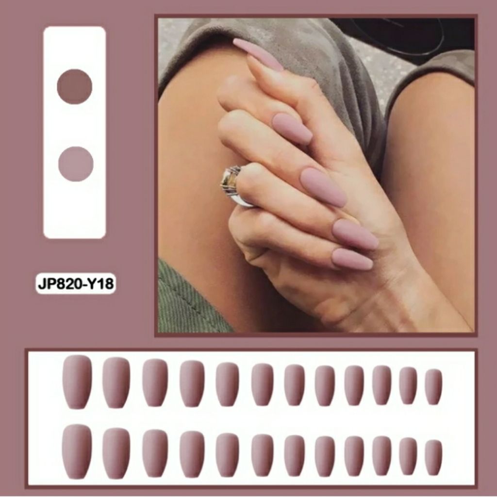 24pcs Nude Matte Press On Nails