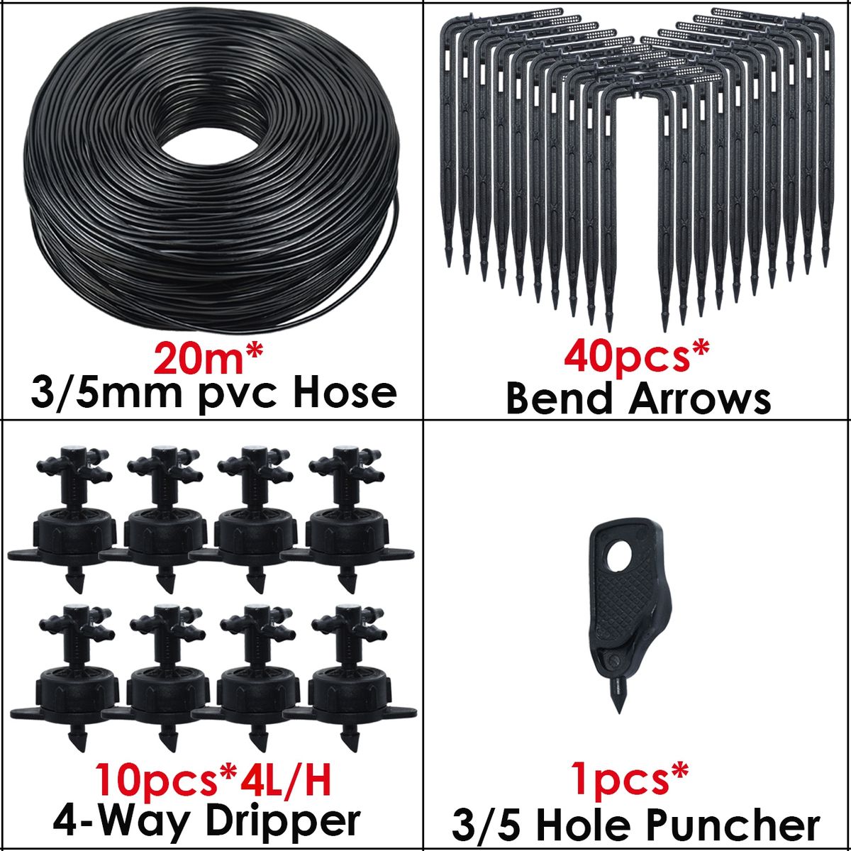 KESLA 8L Greenhouse Drip Irrigation 4-way Bend Drip Arrow
