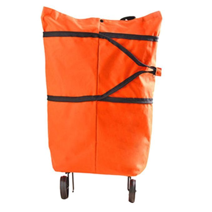 Portable Folding Sho Ing Bag Oxford  Loth Pull  Art Multifun Tional Sho Ing-orange