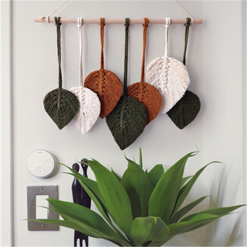 Leaf Macrame Tapestry Hanging Bohemian Handmade Woven Leaf