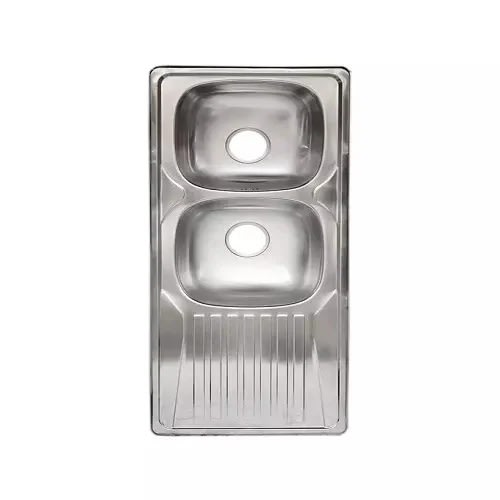 Italian Double Bowl With Side Tray Kitchen Sink