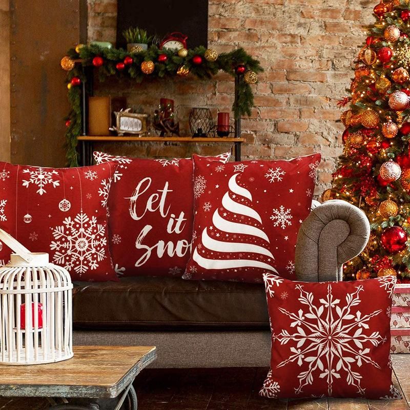 Merry Christmas Cushion Cover Pillowcase Christmas Decorations for Home Ornament Happy New Year Christmas Decor 45cm