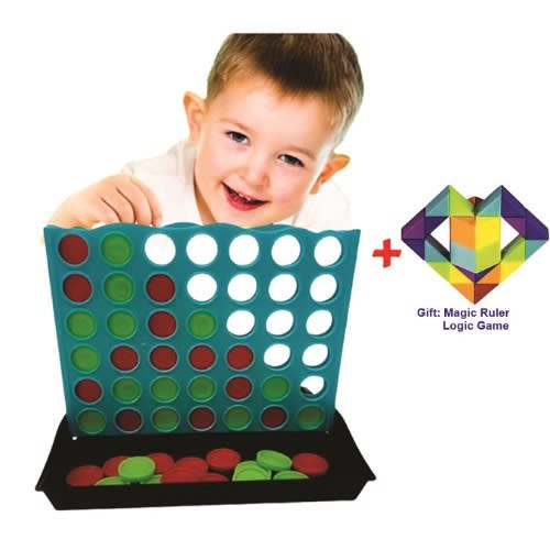 Educational Connect Four 4 In A Row Board Game For Kids And Family Fun & Magic Ruler