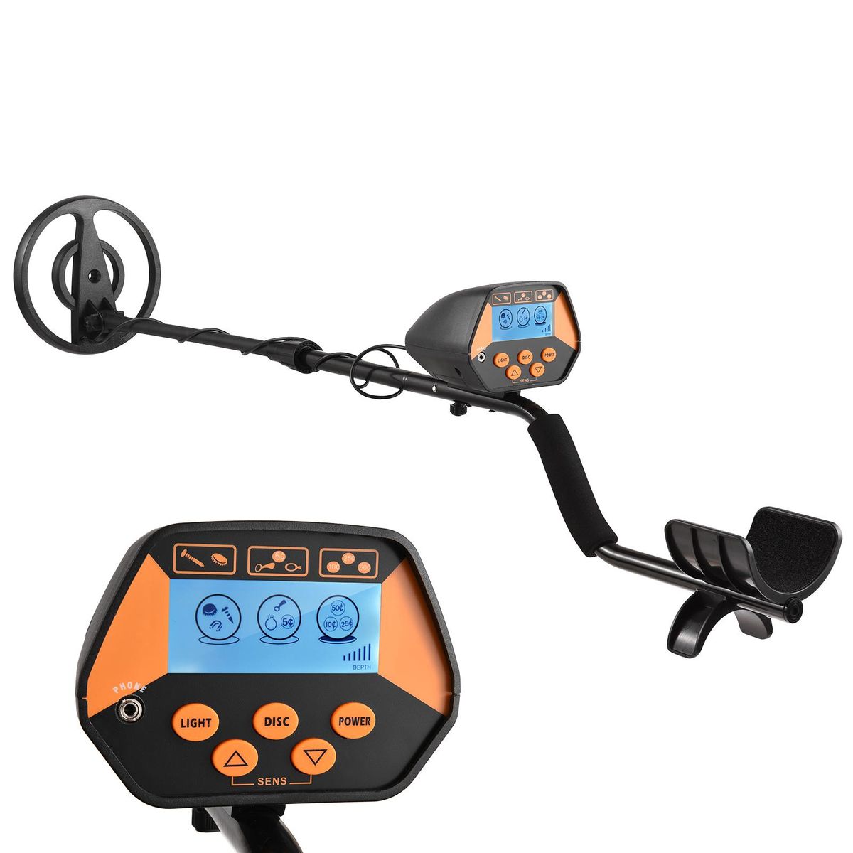 Small Metal Finder with DISC & ALL METAL Dual Modes Metal Gold Digger Treasure Seeker Finder 7.5-inch Waterproof Search Coil LCD with Backlight Height Adjustable Underground Metal Detector for Kids Children Student