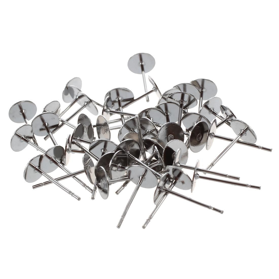6mm Steel Flat Simple Mini Earring Posts 50
