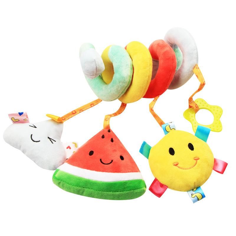 Cute watermelon avocado rainbow plush fruit bed around the car pendant bed bell rattle baby early education toys watermelon bed wrap