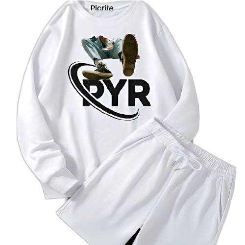 Mens Graphic Jumper With Short - White