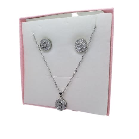 Unisex Cubic Zirconia Iced Out Bitcoin Jewelry Set- Silver