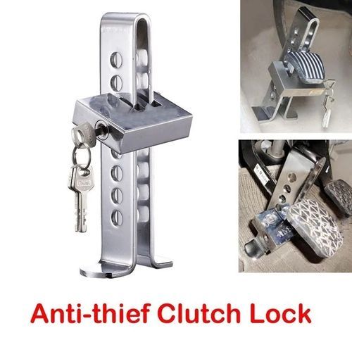 Car Auto Stainless Steel Anti-Theft Clutch Car Brake Safety Lock Tool Accelerator Pedal Lock With Keys Suitable For Clutch Height Under 19.5cm