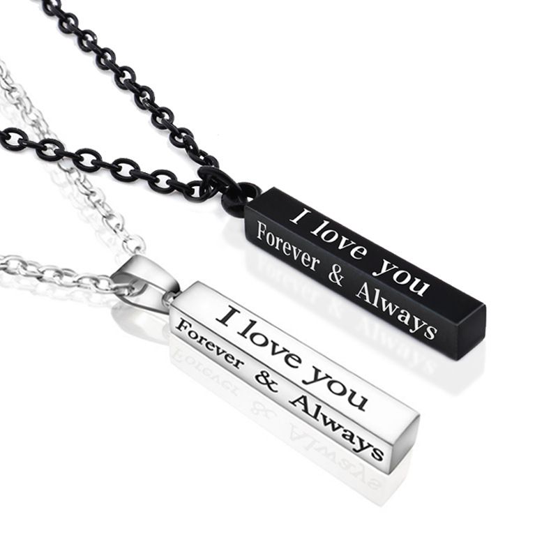 2Pcs/Set "I Love You Forever&Always "Couple Pendants Necklace For Lovers Valentines