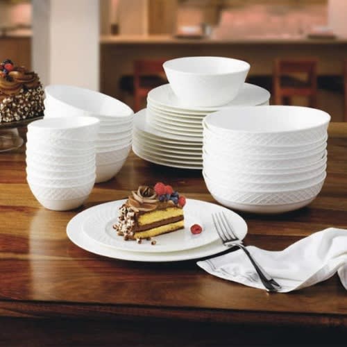 Trellis Bone China Dinnerware Set -  40-Pieces