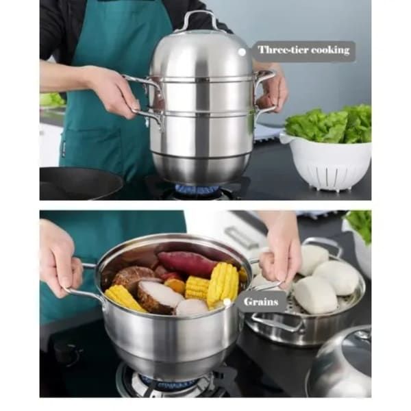 2in1 Stainless Steel Steaming Pot- 30cm