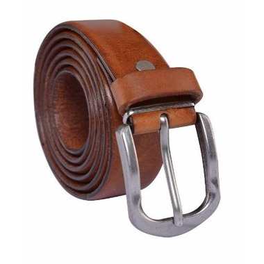 Plain Slim Leather Belt - Brown