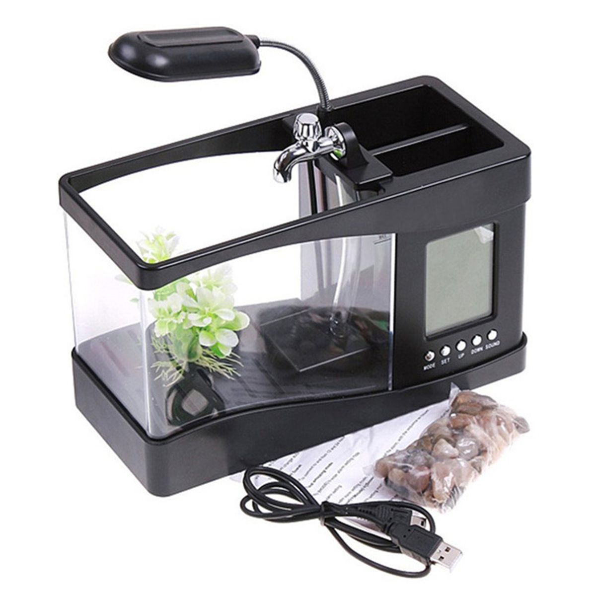 Black Mini Fish Tank With USB Creative Fish Tank
