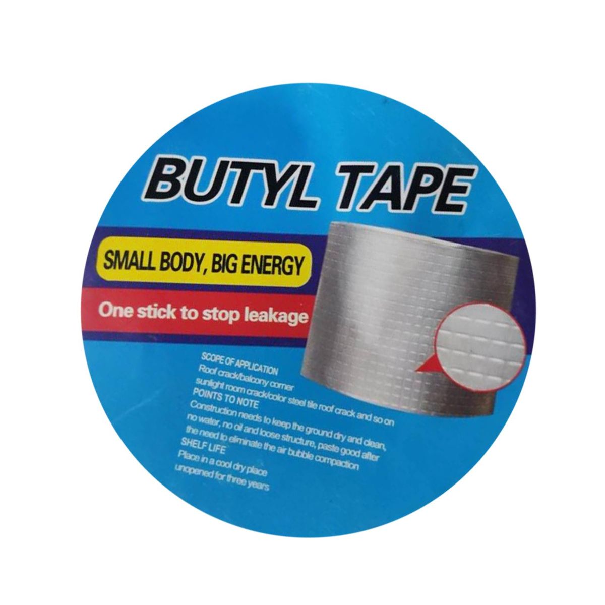 1 Roll Butyl Tape Waterproof Aluminum Foil Tape Leakproof Sealant Tape Caulking Material for Balcony Corner Color Steel Crack Roof Patching