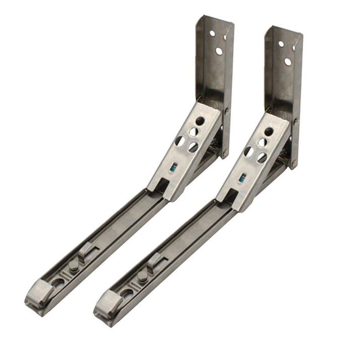 2x Triangle Folding Angle Bracket Shelf Bracket Wall 12in Brushed