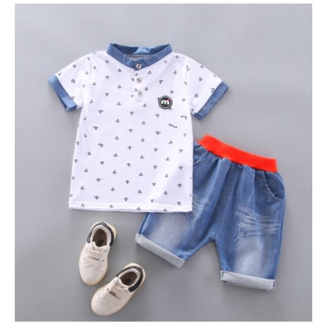 Kids Boys Two Piece Shirt And Short - White