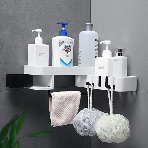 180 Rotation Bathroom Wall Mount Shelf +Towel Holder & 4Hook