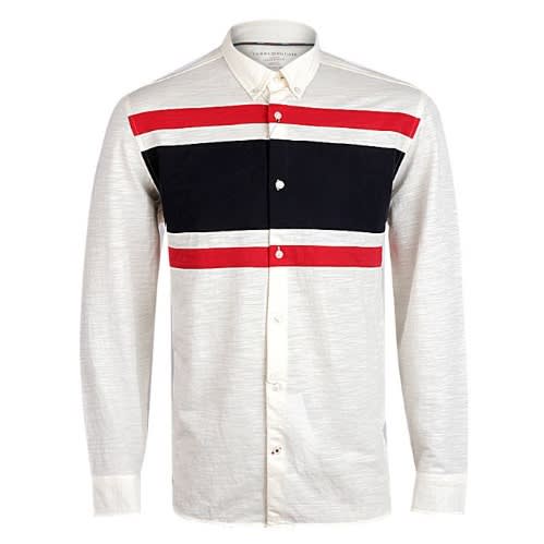 Men's Colour-block Slim-fit Shirt