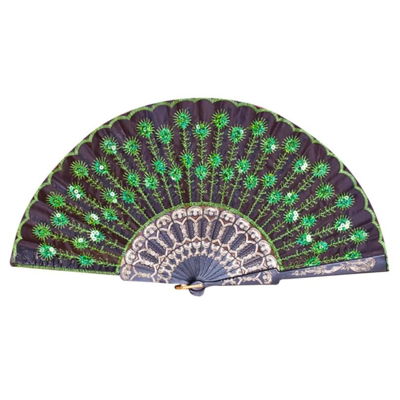 Style Hand Dance Party Folding Fan Chinese/Spanish 3sw0604 Silk Held Flower Wedding 2018 Lace