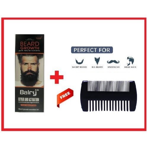 Balry Beard Growth Essential Oil - 50ml  Free Beard Comb