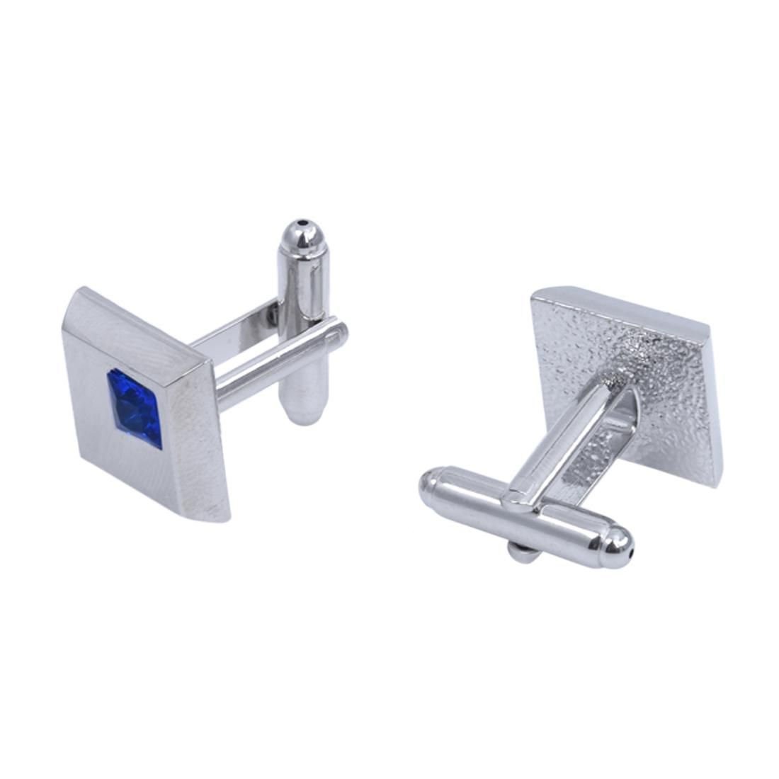 Pair Cuff on Cufflink Crystal Blue Square Shirt Jewel