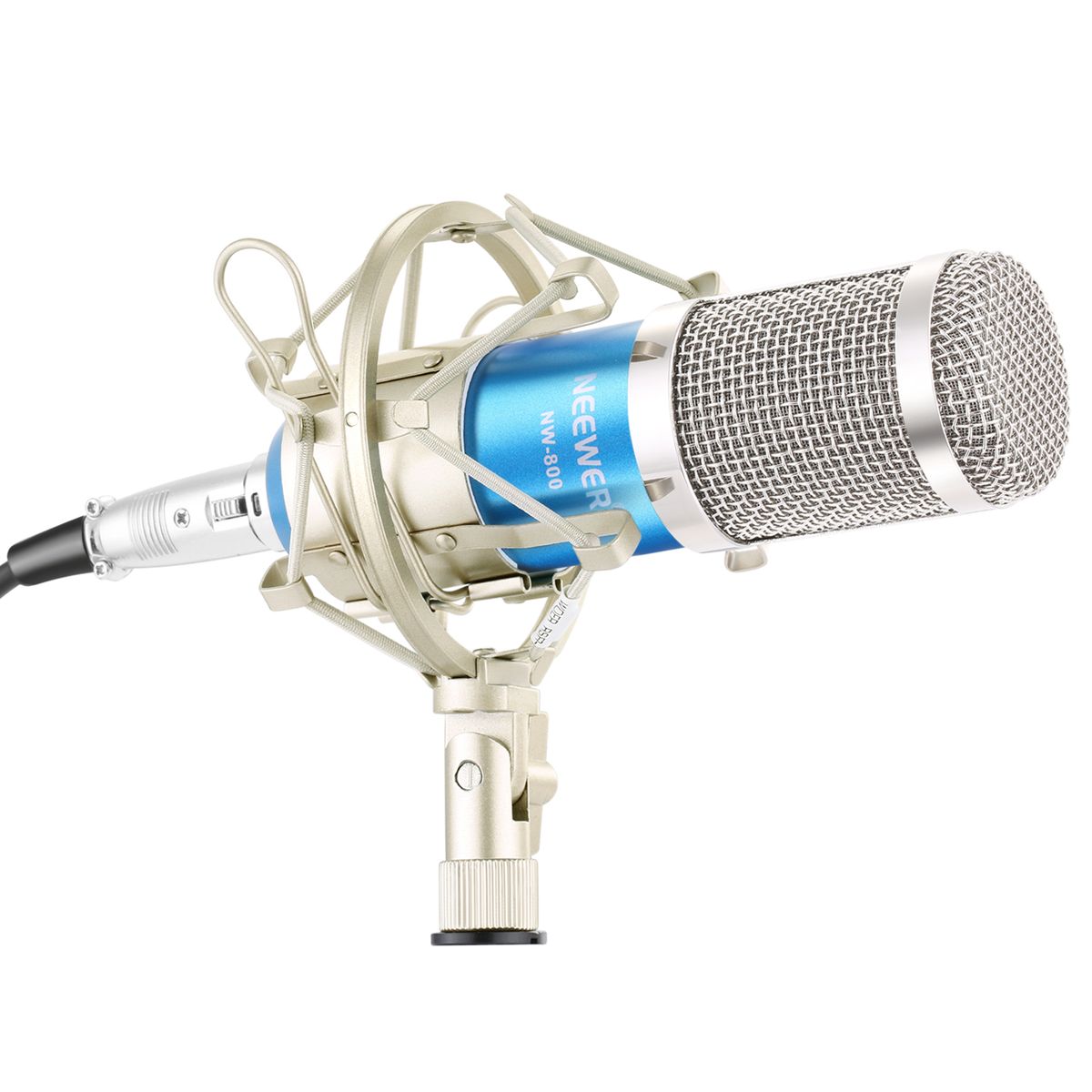 NW-800 Microphone Set Including (1) NW-800 Professional Condenser Microphone + (1) Microphone Shock Mount + (1) Ball-type Anti-wind Foam Cap + (1) Microphone Power Cable (Blue)